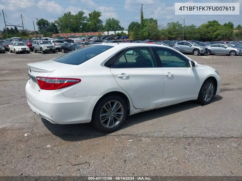 2015 Toyota Camry Se VIN: 4T1BF1FK7FU007613 Lot: 40113156