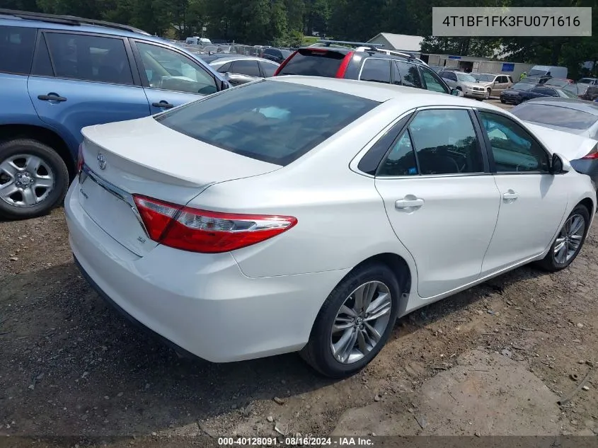 2015 Toyota Camry Se VIN: 4T1BF1FK3FU071616 Lot: 40128091