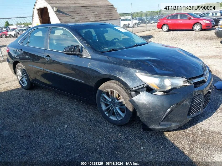 2015 Toyota Camry Se VIN: 4T1BF1FK3FU990094 Lot: 40129325