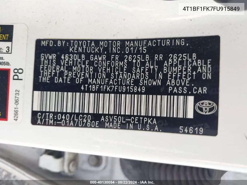 4T1BF1FK7FU915849 2015 Toyota Camry Xse