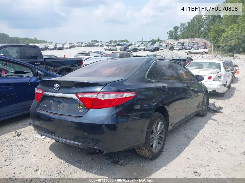 2015 Toyota Camry Se VIN: 4T1BF1FK7FU070808 Lot: 40133636