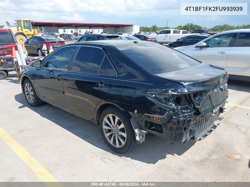 2015 Toyota Camry Xle VIN: 4T1BF1FK2FU993939 Lot: 40143740