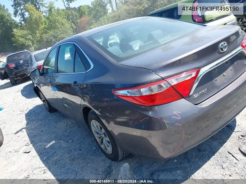 2015 Toyota Camry Le/Xle/Se/Xse VIN: 4T4BF1FK3FR495190 Lot: 40145911