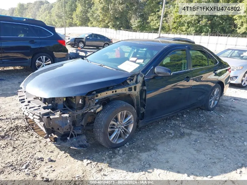 2015 Toyota Camry Se VIN: 4T1BF1FKXFU474802 Lot: 40154073