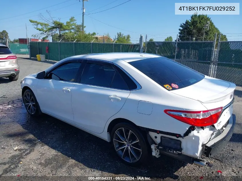 2015 Toyota Camry Xse V6 VIN: 4T1BK1FK7FU029252 Lot: 40154331