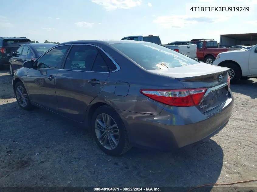 2015 Toyota Camry Se VIN: 4T1BF1FK3FU919249 Lot: 40164971