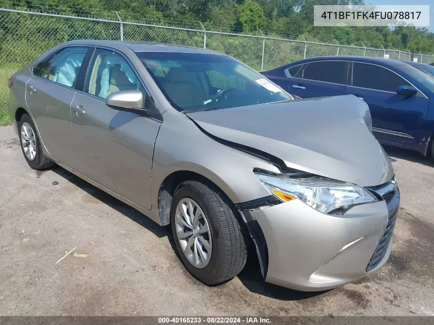 2015 Toyota Camry Le VIN: 4T1BF1FK4FU078817 Lot: 40165233