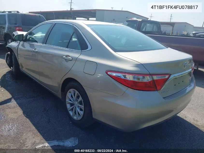 2015 Toyota Camry Le VIN: 4T1BF1FK4FU078817 Lot: 40165233