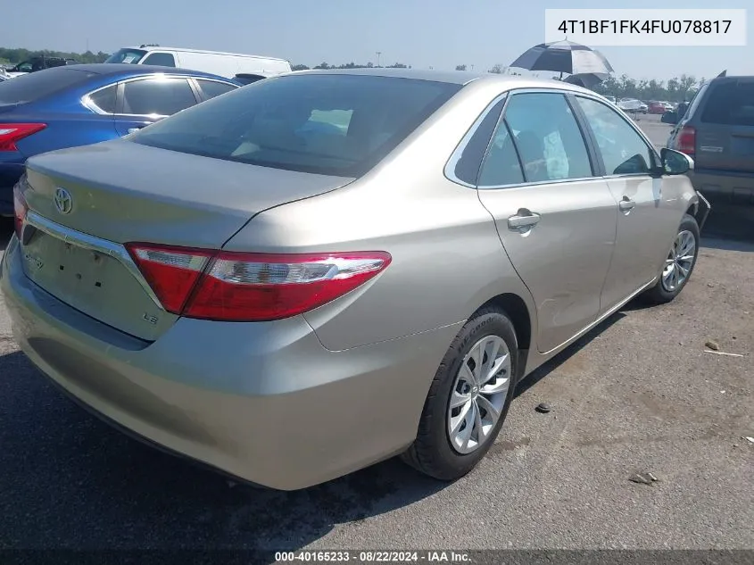 2015 Toyota Camry Le VIN: 4T1BF1FK4FU078817 Lot: 40165233