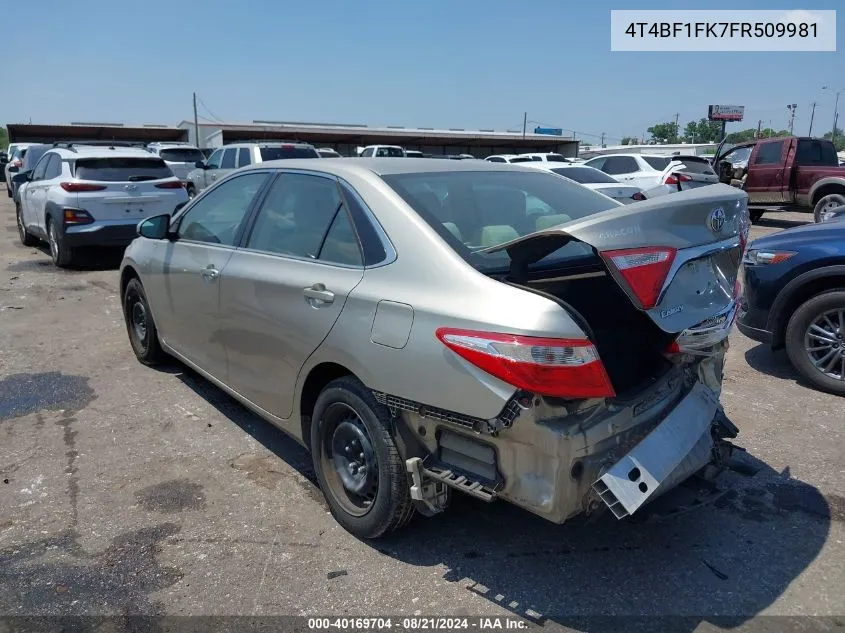 4T4BF1FK7FR509981 2015 Toyota Camry Le