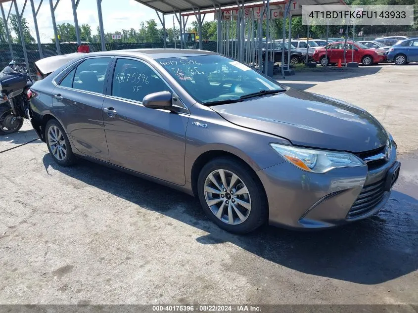 2015 Toyota Camry Hybrid Xle VIN: 4T1BD1FK6FU143933 Lot: 40175396