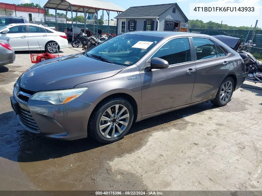 2015 Toyota Camry Hybrid Xle VIN: 4T1BD1FK6FU143933 Lot: 40175396