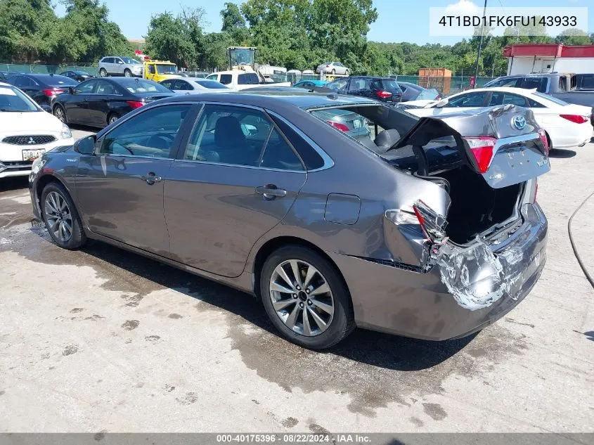 2015 Toyota Camry Hybrid Xle VIN: 4T1BD1FK6FU143933 Lot: 40175396