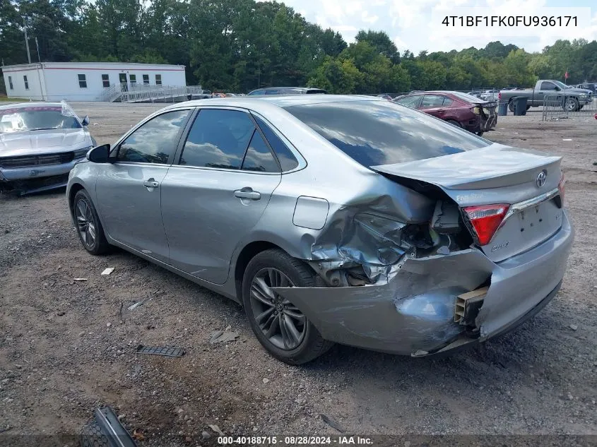 2015 Toyota Camry Se VIN: 4T1BF1FK0FU936171 Lot: 40188715