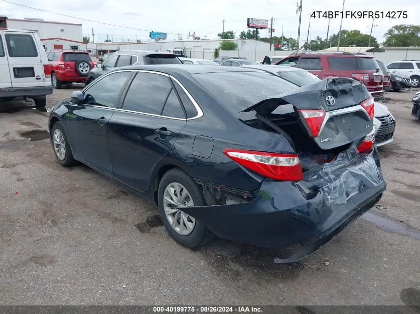 2015 Toyota Camry Le VIN: 4T4BF1FK9FR514275 Lot: 40199775