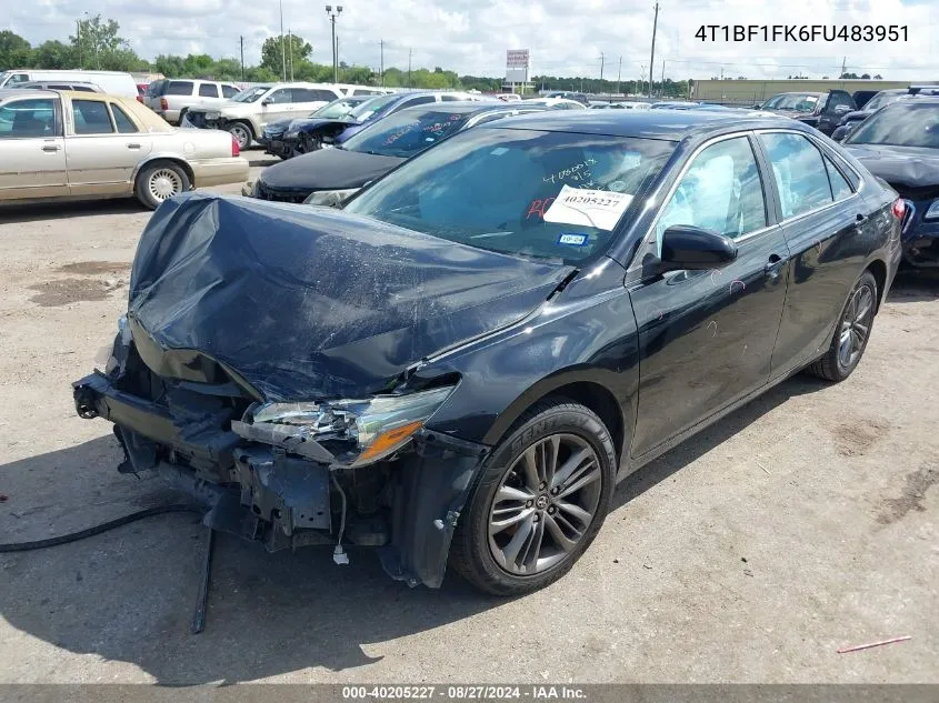 2015 Toyota Camry Se VIN: 4T1BF1FK6FU483951 Lot: 40205227