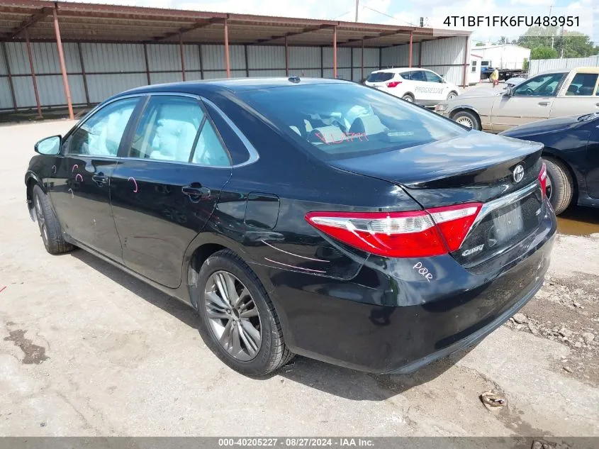 2015 Toyota Camry Se VIN: 4T1BF1FK6FU483951 Lot: 40205227