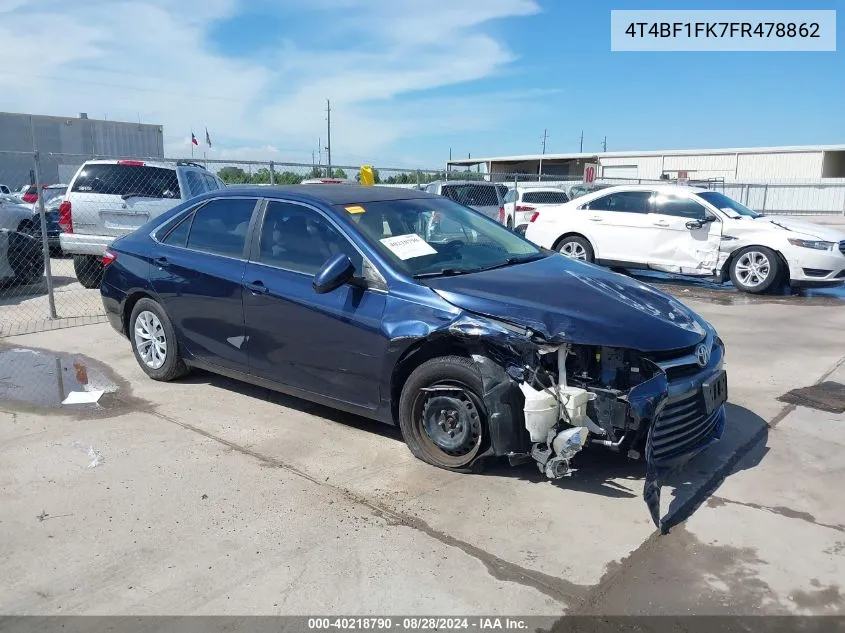 2015 Toyota Camry Le VIN: 4T4BF1FK7FR478862 Lot: 40218790