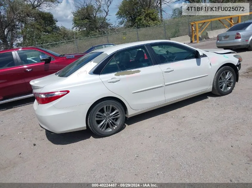 2015 Toyota Camry Se VIN: 4T1BF1FK1FU025072 Lot: 40224487