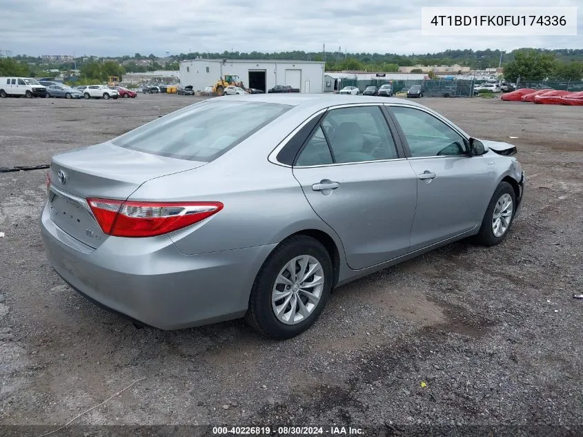 2015 Toyota Camry Hybrid Le VIN: 4T1BD1FK0FU174336 Lot: 40226819