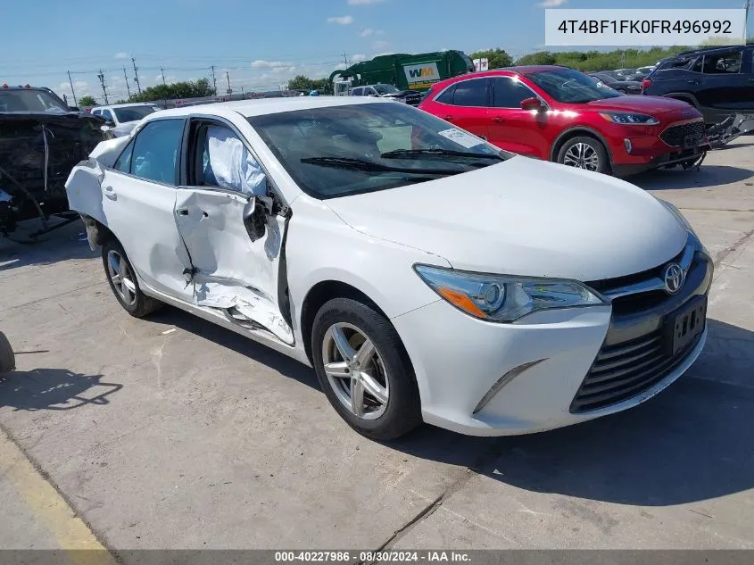 2015 Toyota Camry Le VIN: 4T4BF1FK0FR496992 Lot: 40227986