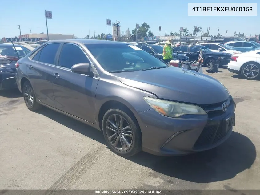 2015 Toyota Camry Se VIN: 4T1BF1FKXFU060158 Lot: 40235634