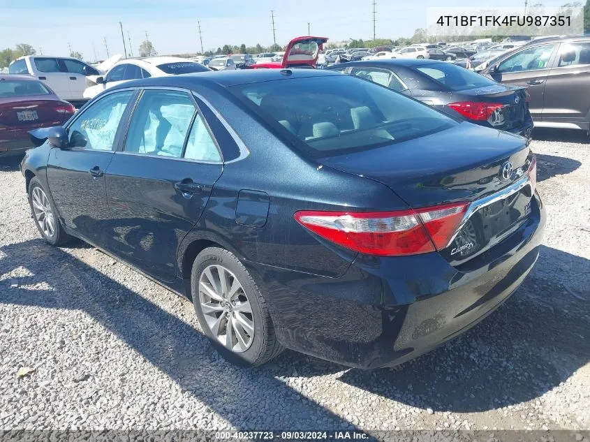 2015 Toyota Camry Xle VIN: 4T1BF1FK4FU987351 Lot: 40237723