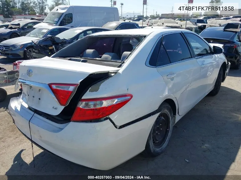 4T4BF1FK7FR511858 2015 Toyota Camry Le