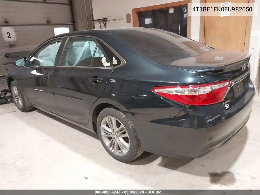 2015 Toyota Camry Se VIN: 4T1BF1FK0FU982650 Lot: 40266243