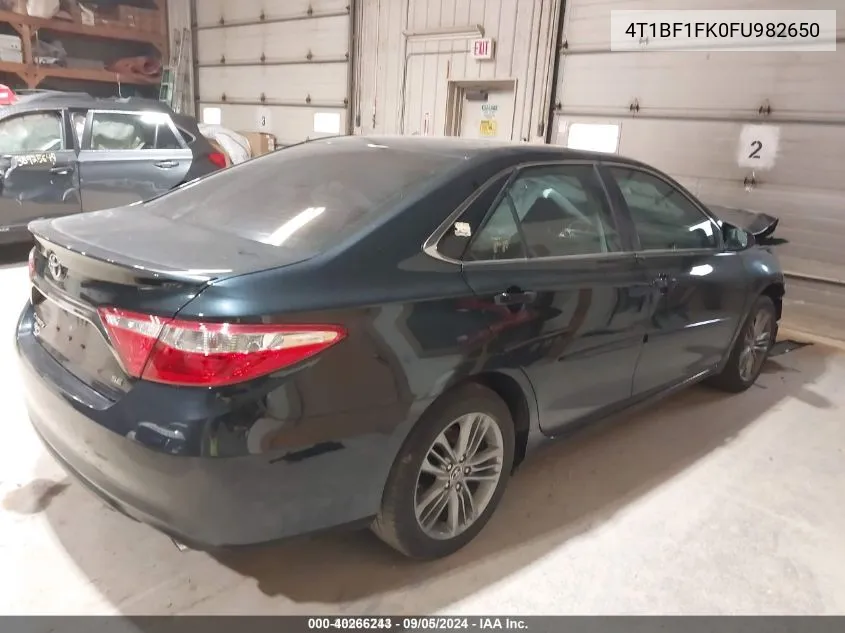 2015 Toyota Camry Se VIN: 4T1BF1FK0FU982650 Lot: 40266243