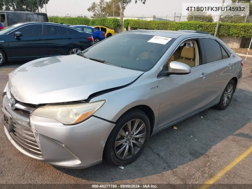 2015 Toyota Camry Hybrid Xle VIN: 4T1BD1FK3FU145932 Lot: 40277780