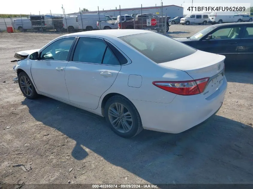 2015 Toyota Camry Se VIN: 4T1BF1FK4FU962689 Lot: 40285074