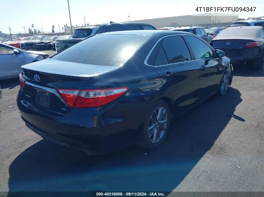 2015 Toyota Camry Se VIN: 4T1BF1FK7FU094347 Lot: 40316008