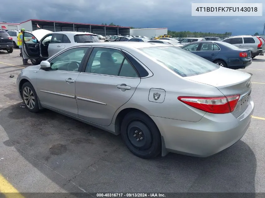 2015 Toyota Camry Hybrid Xle VIN: 4T1BD1FK7FU143018 Lot: 40316717