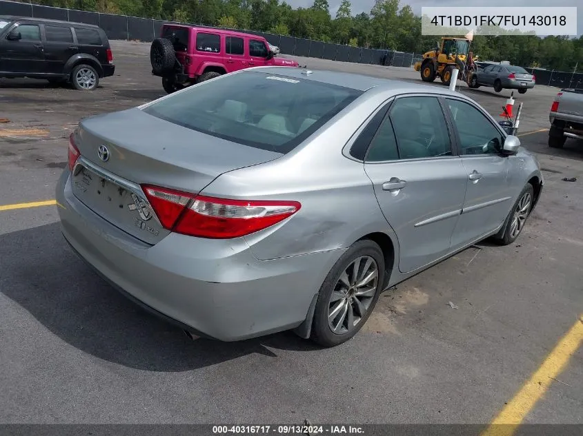 2015 Toyota Camry Hybrid Xle VIN: 4T1BD1FK7FU143018 Lot: 40316717