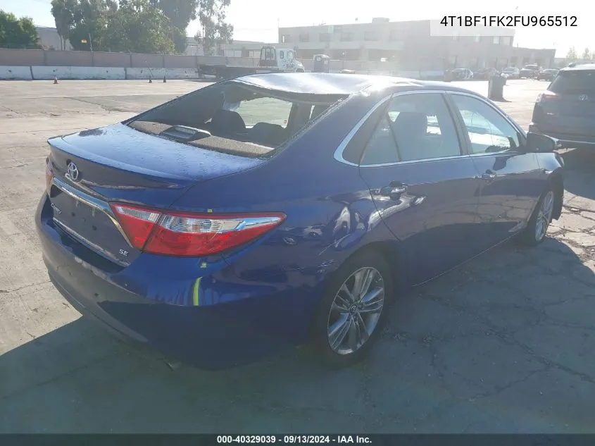 2015 Toyota Camry Le/Xle/Se/Xse VIN: 4T1BF1FK2FU965512 Lot: 40329039