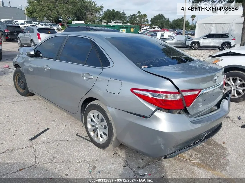 2015 Toyota Camry Le/Xle/Se/Xse VIN: 4T4BF1FKXFR498684 Lot: 40332897