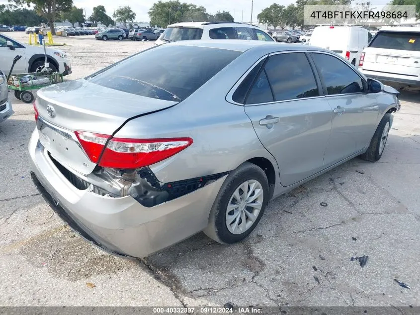 2015 Toyota Camry Le/Xle/Se/Xse VIN: 4T4BF1FKXFR498684 Lot: 40332897