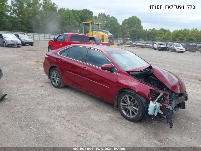 2015 Toyota Camry Se VIN: 4T1BF1FK7FU911770 Lot: 40344996