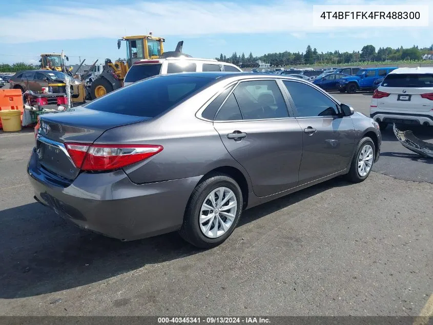 2015 Toyota Camry Le VIN: 4T4BF1FK4FR488300 Lot: 40345341