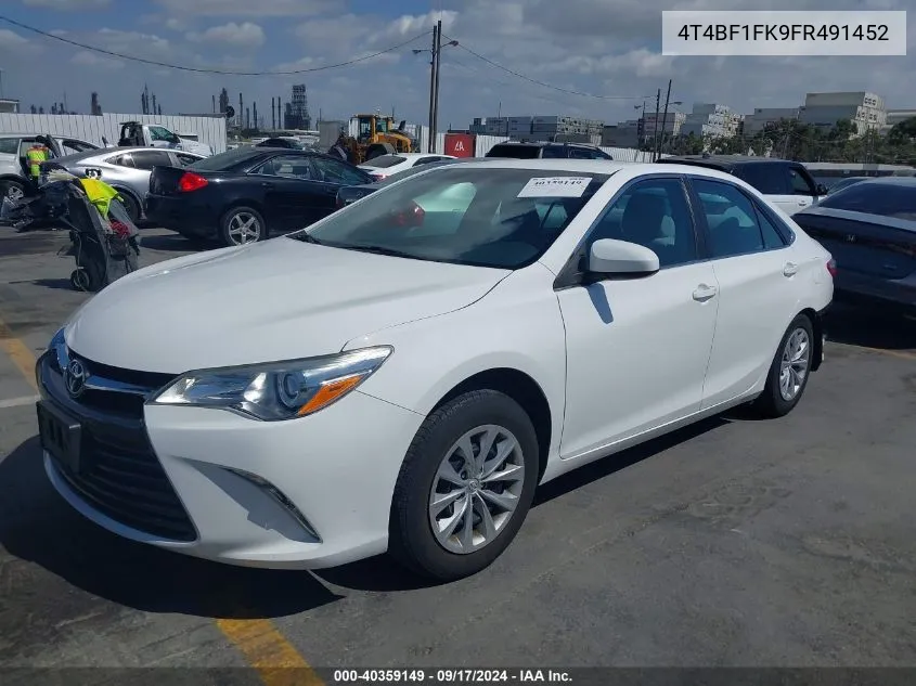 2015 Toyota Camry Le VIN: 4T4BF1FK9FR491452 Lot: 40359149