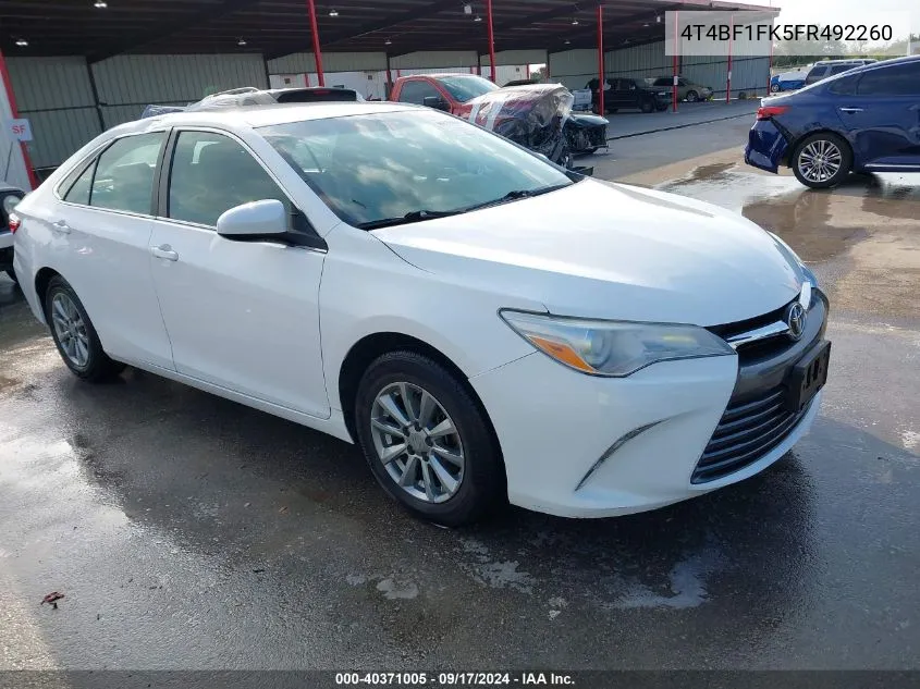 2015 Toyota Camry Le VIN: 4T4BF1FK5FR492260 Lot: 40371005