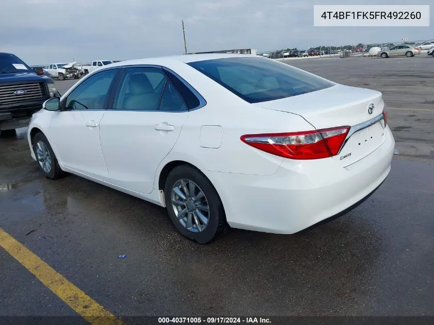 2015 Toyota Camry Le VIN: 4T4BF1FK5FR492260 Lot: 40371005