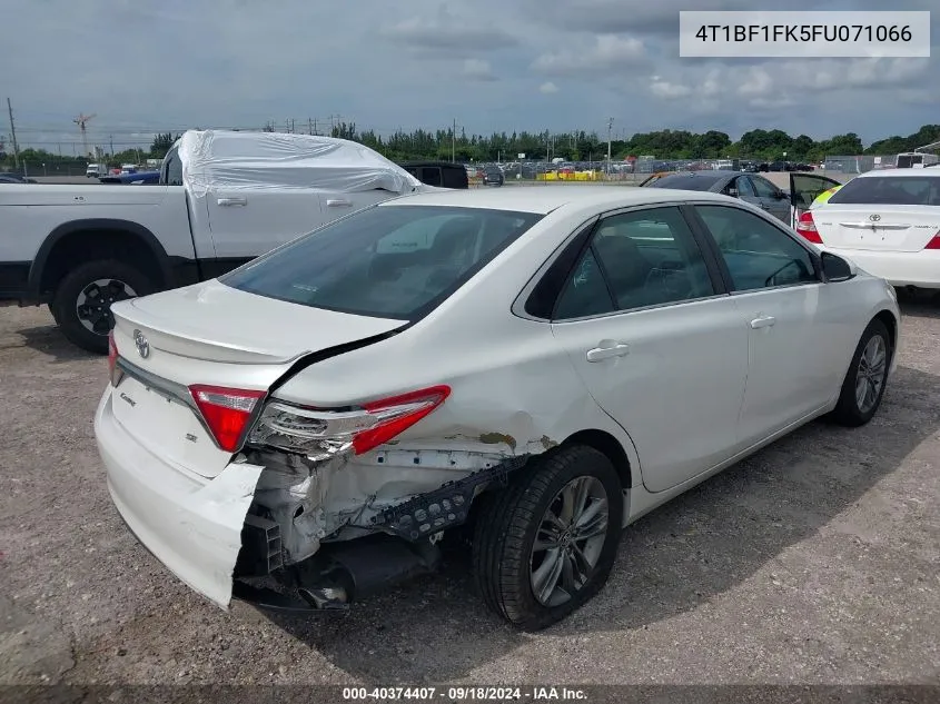 2015 Toyota Camry Se VIN: 4T1BF1FK5FU071066 Lot: 40374407