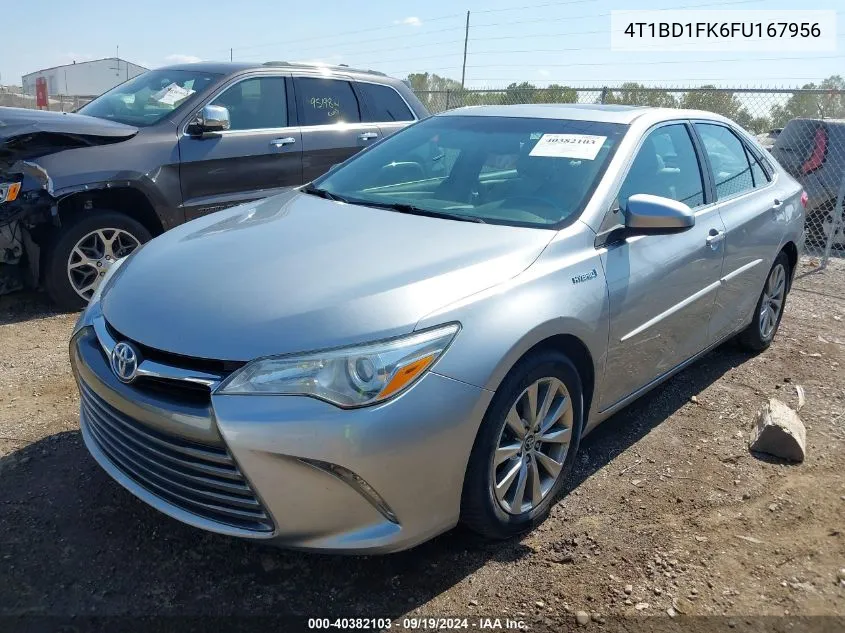 2015 Toyota Camry Hybrid Xle VIN: 4T1BD1FK6FU167956 Lot: 40382103