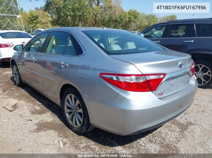 2015 Toyota Camry Hybrid Xle VIN: 4T1BD1FK6FU167956 Lot: 40382103