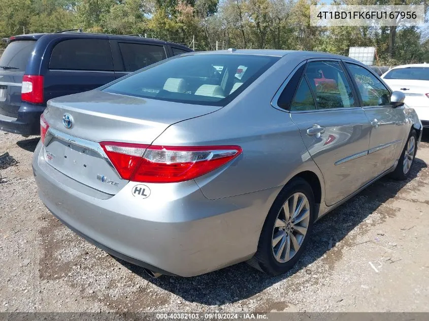 2015 Toyota Camry Hybrid Xle VIN: 4T1BD1FK6FU167956 Lot: 40382103