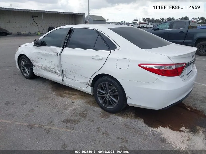 2015 Toyota Camry Se VIN: 4T1BF1FK8FU114959 Lot: 40385016