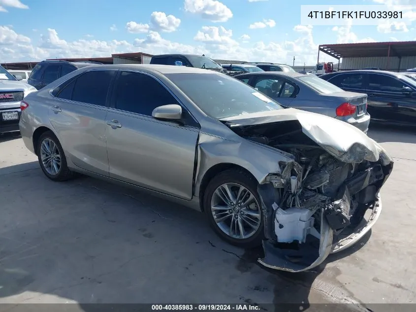 2015 Toyota Camry Se VIN: 4T1BF1FK1FU033981 Lot: 40385983