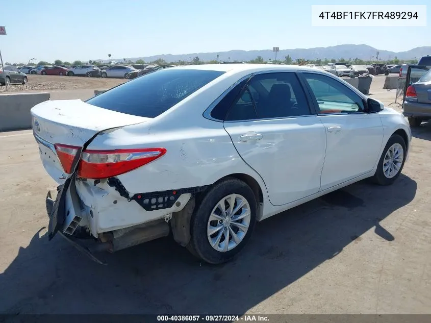 2015 Toyota Camry Le VIN: 4T4BF1FK7FR489294 Lot: 40386057